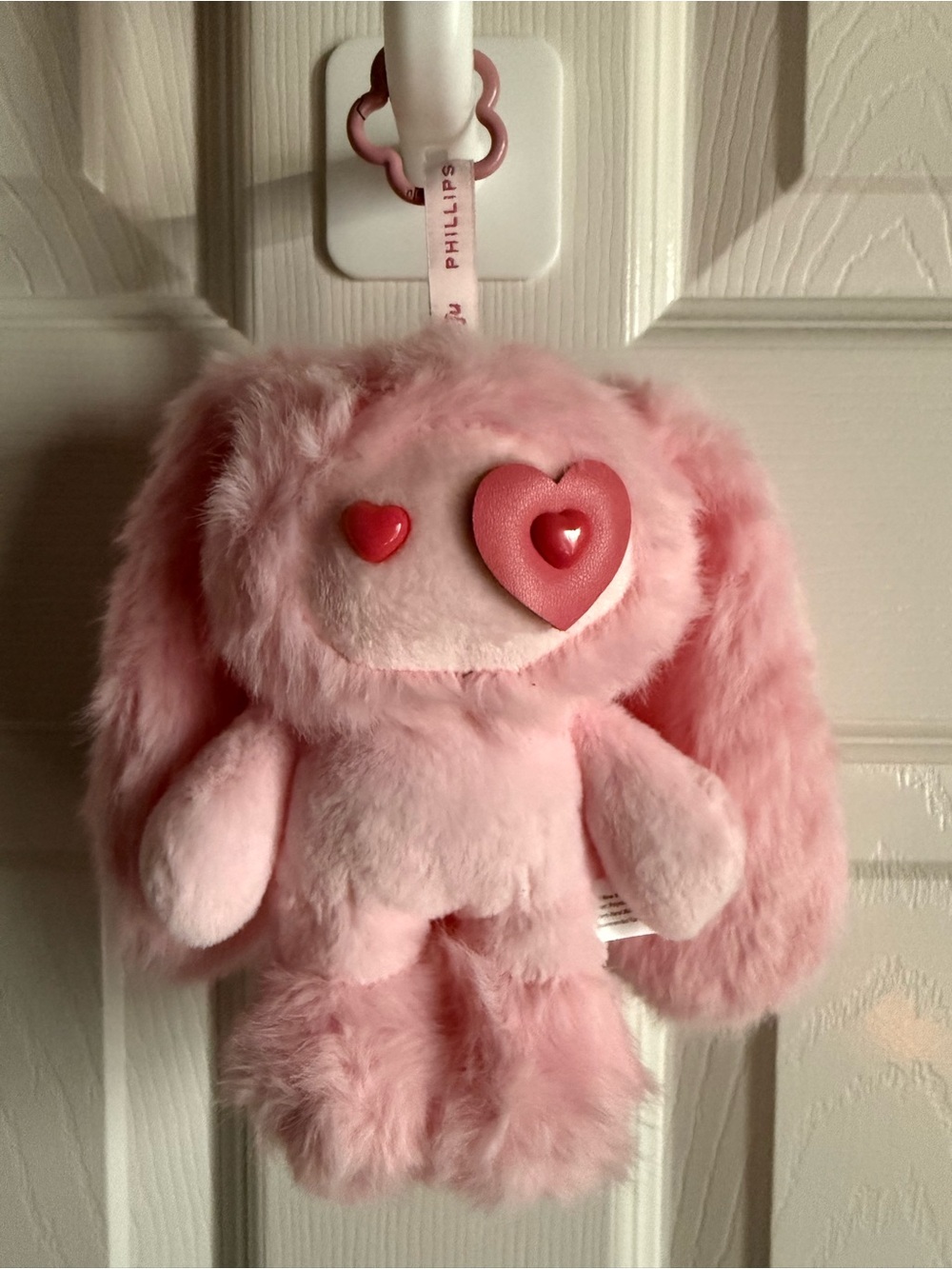 Pink Bunny Rabbit with heart eyes Plush Bag Charm Accessory